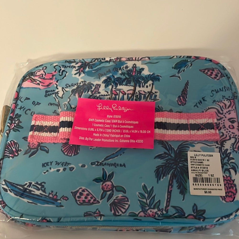 Lilly pulitzer amalfi blue makeup case nwt